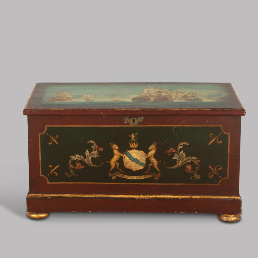 Early 19th Century Painted Pine Trunk