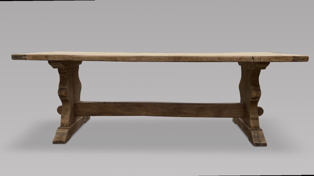 A Lovely Stripped French Oak Trestle Dining Table