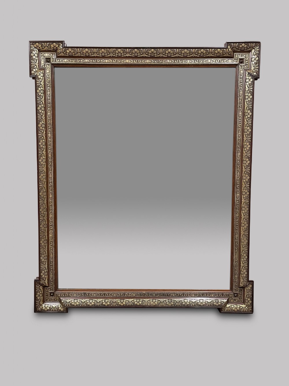 A Large Victorian Carved Wood Wall Over Mantel Mirror