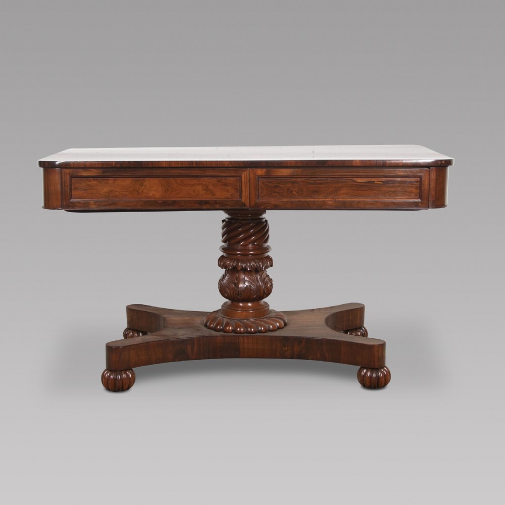 William IV Rosewood Two Drawer Library Table