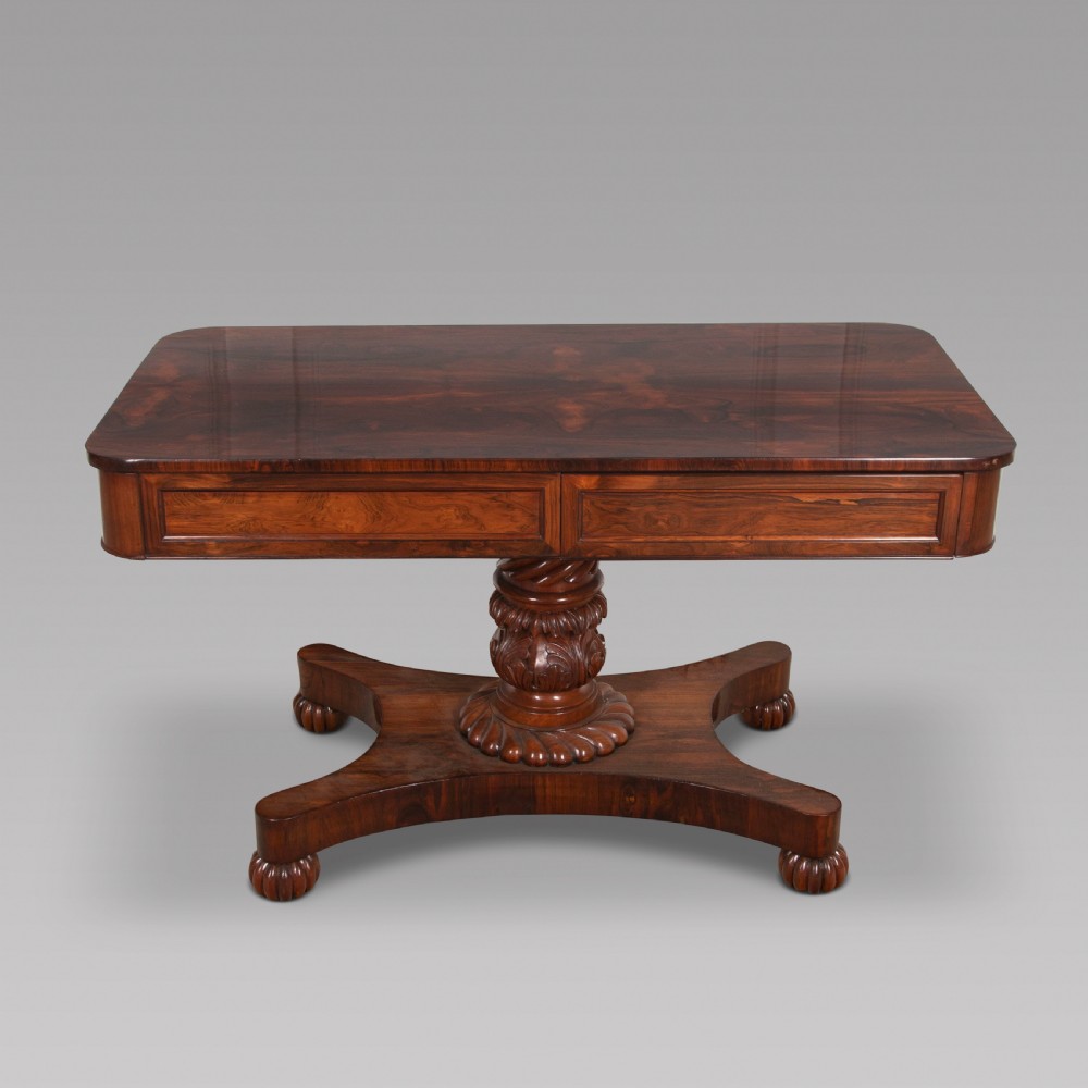 William IV Rosewood Two Drawer Library Table View II