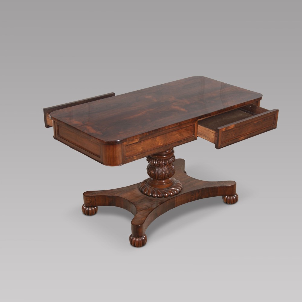 William IV Rosewood Two Drawer Library Table View III