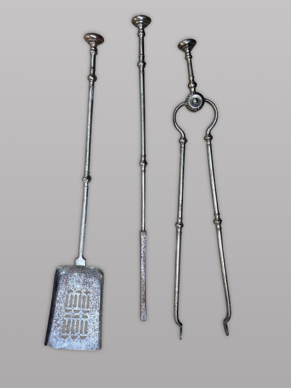 A Pair of 19thc Steel Fire Irons