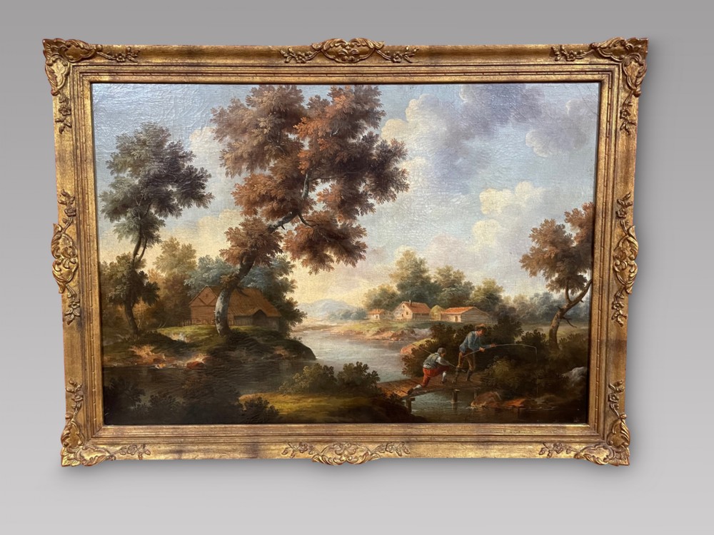 English School, Oil On canvas - A Lovely 19th century Landscape scene