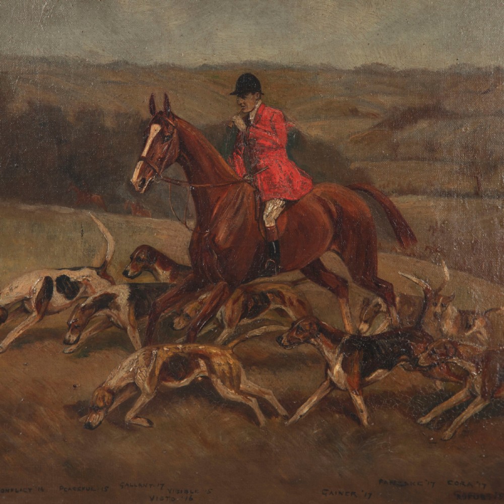Cuthbert Bradley - Pair of Hunting Oil on Canvas's 1919 View II