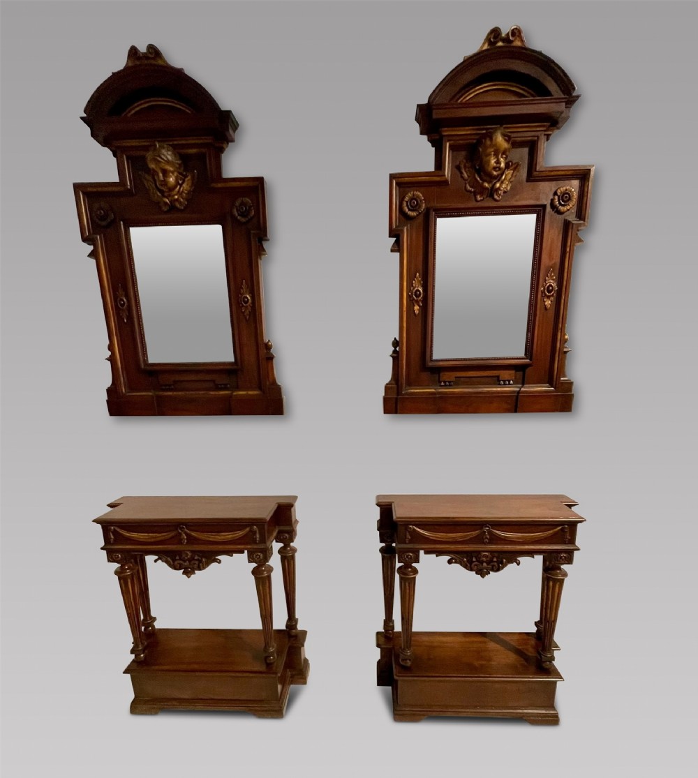 Pair Of Italian Console Tables With Mirrors