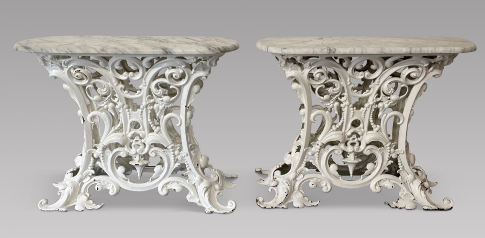 A Pair of 19thc Cast Iron Console Tables