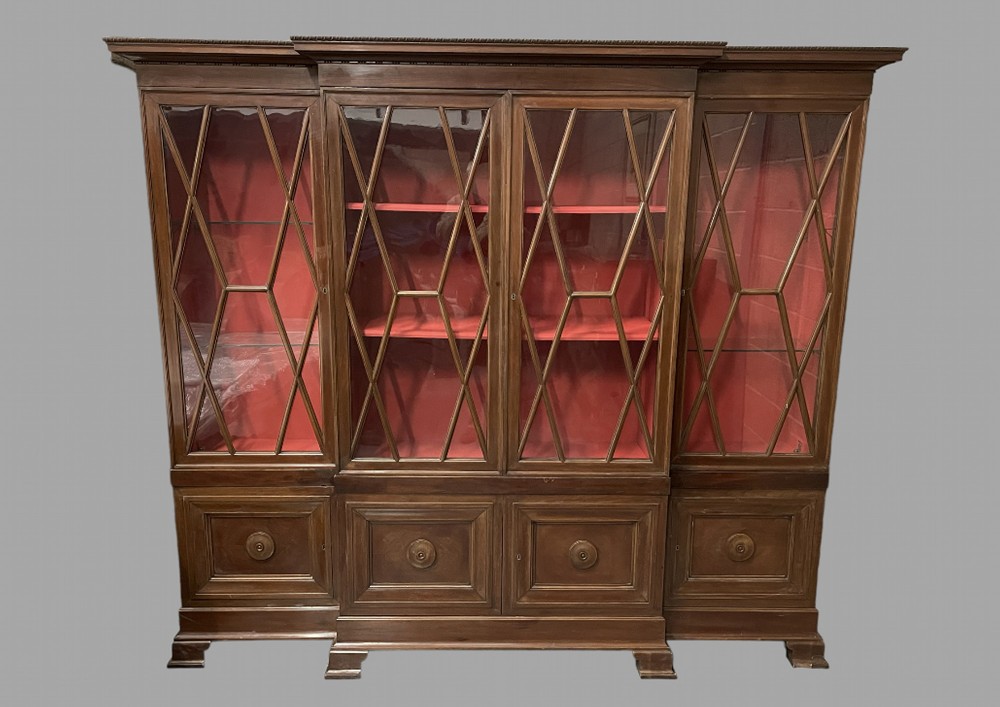 An Italian Breakfront Walnut Bookcase