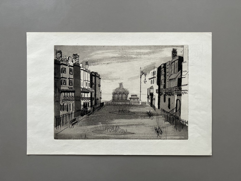 Aquatint entitled Bedford Square from John Piper’s Brighton Aquatints