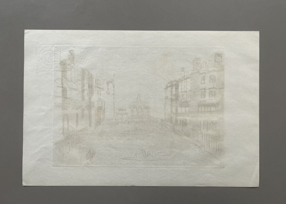 Aquatint entitled Bedford Square from John Piper’s Brighton Aquatints View II