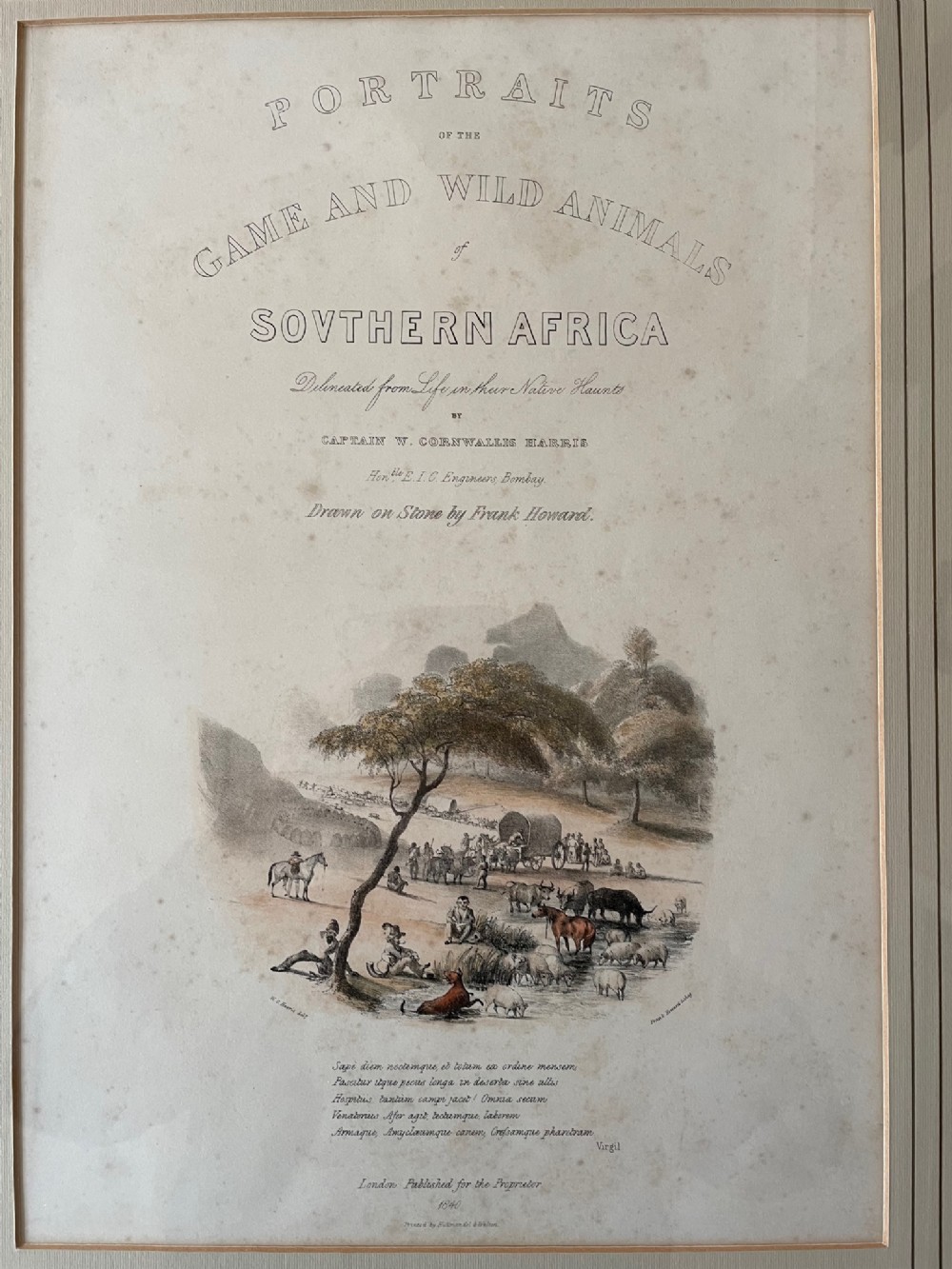 A Rare Set of 24 Framed Lithographs of Wild Game and Animals 1840