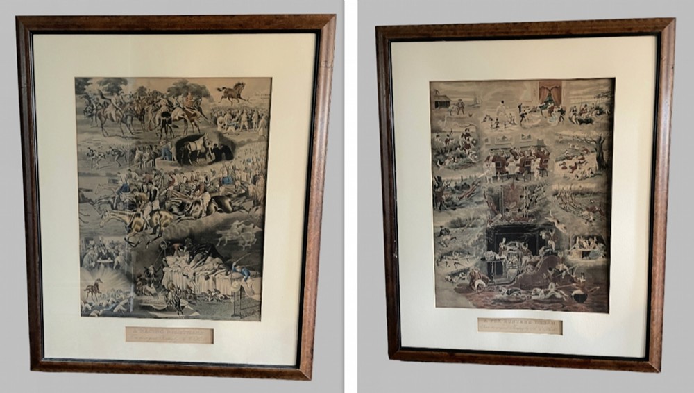 Pair Lithographs A C Havell 'Foxhunters Dream' 'Racing Nightmare