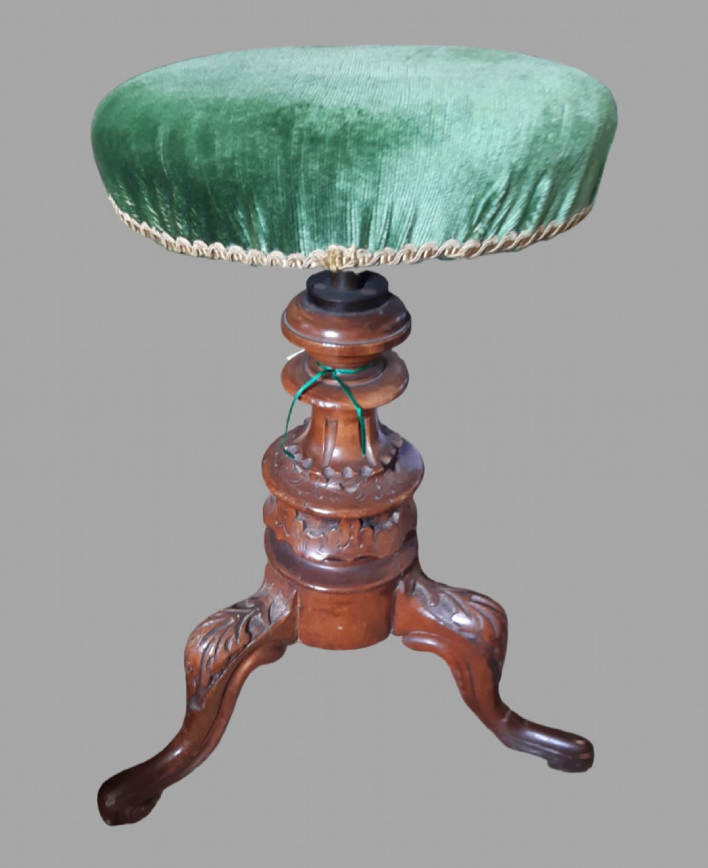 A Victorian Walnut Framed Piano Stool