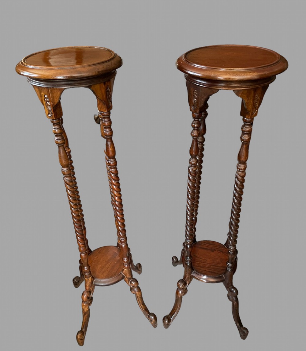 A Pair of Attractive Mahogany Torchieres
