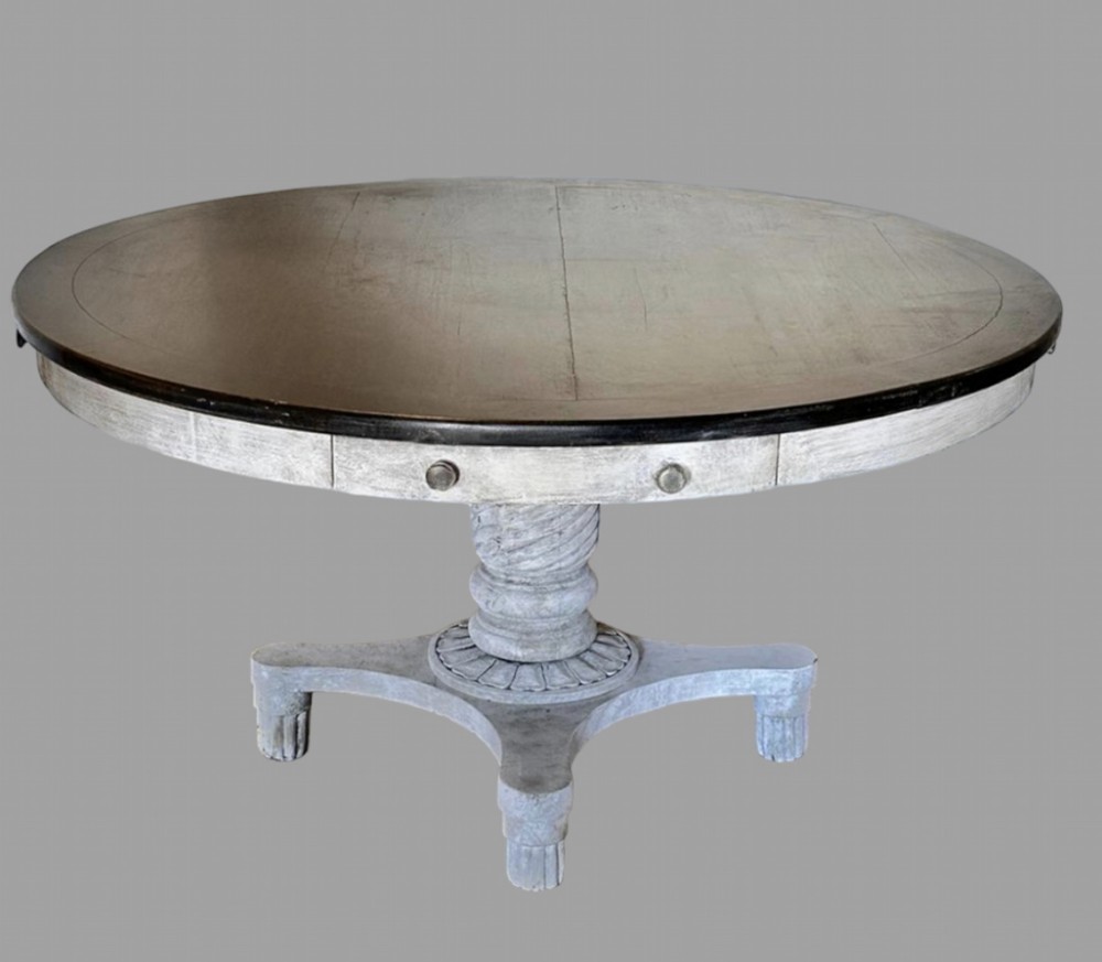 A Late 19th Century English Painted Drum Table