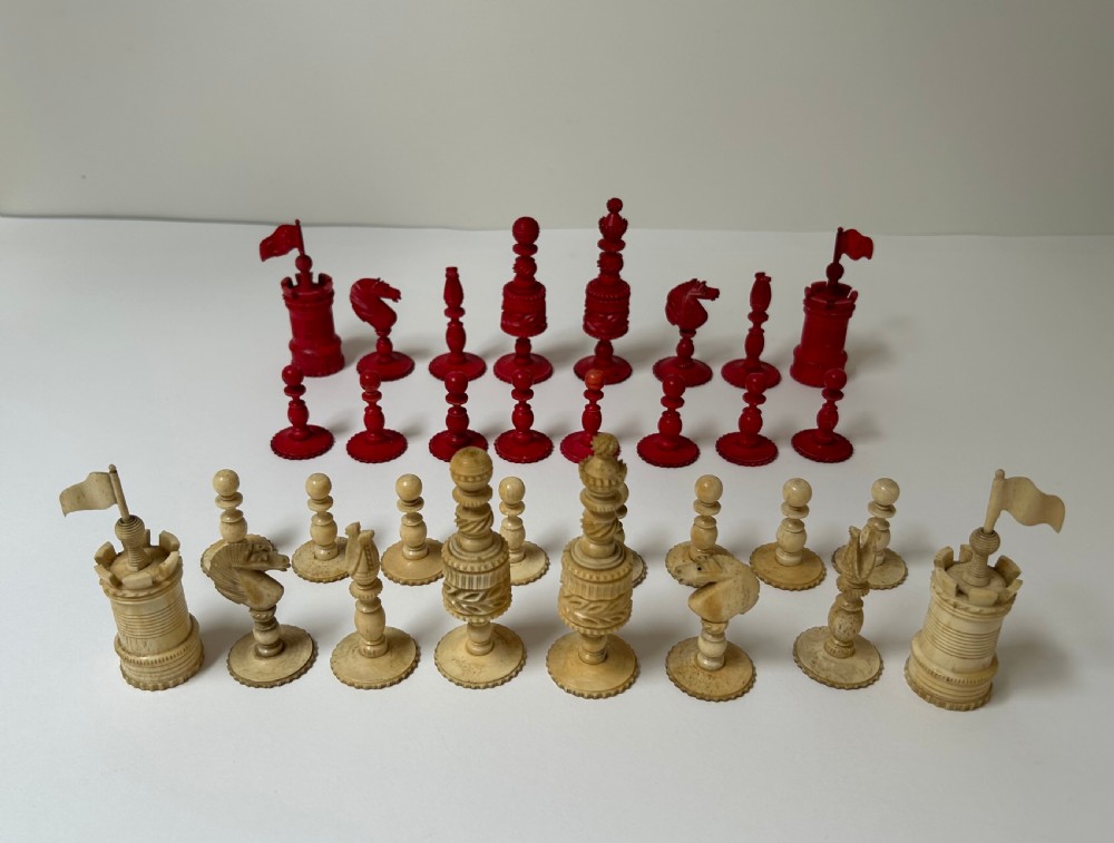 A 19thc Bone Barleycorn Chest Set View II