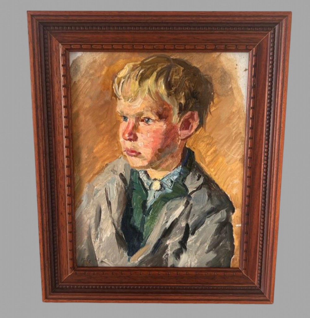 Yuri Gusev, Russian - The Village Boy - Oil