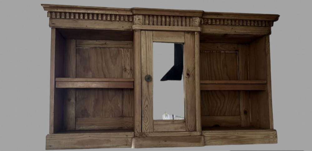 A Late 19thc Rustic Pine Breakfront Cupboard