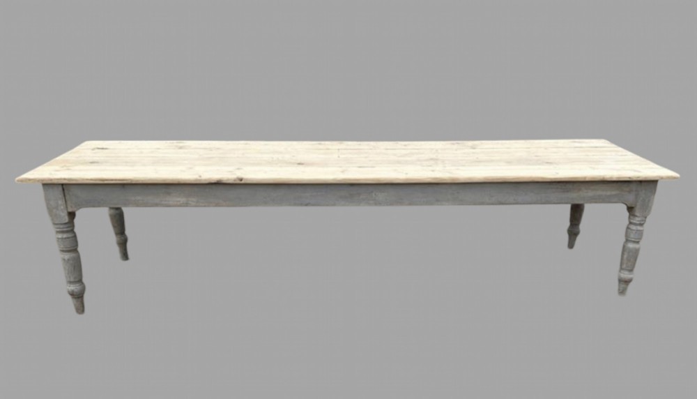 A Bleached Pine Planked Farmhouse Table