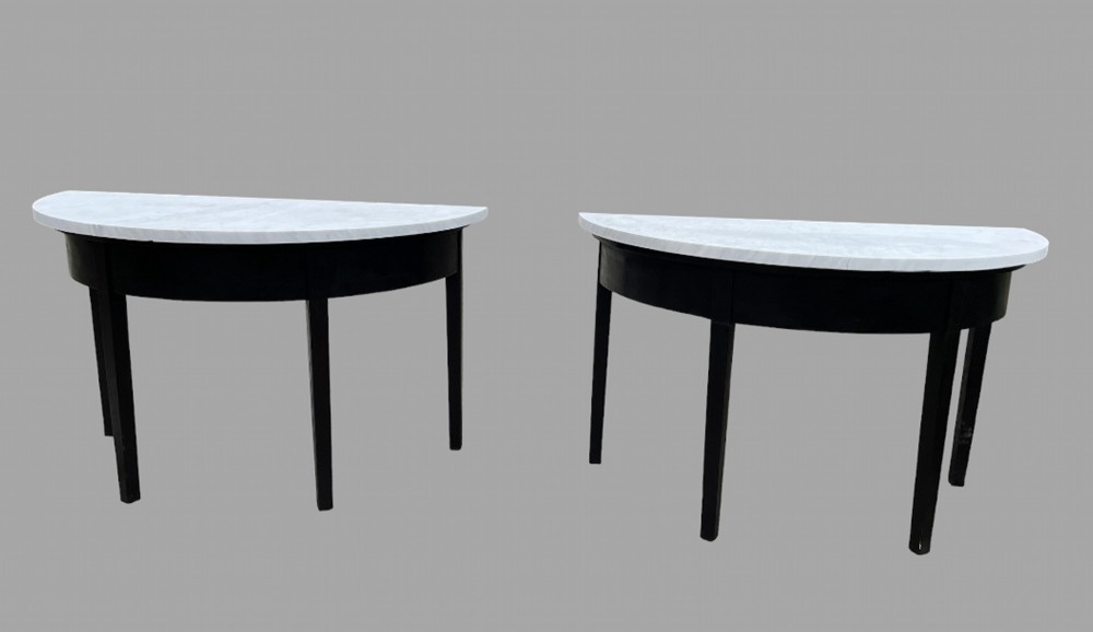A Pair of Attractive Late Georgian Console/Demi Lune Tables