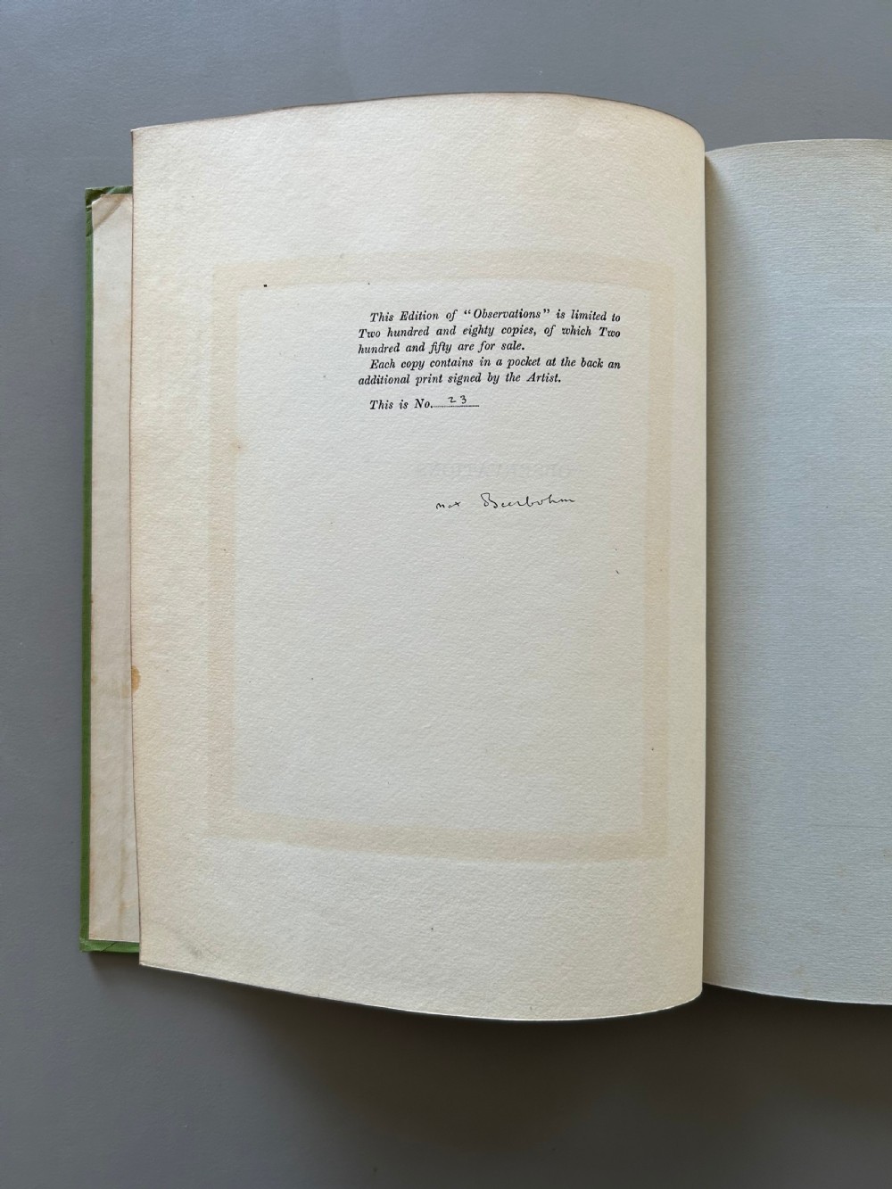 'Observations' First Edition Book 1926 by Max Beerbohm Signed View III