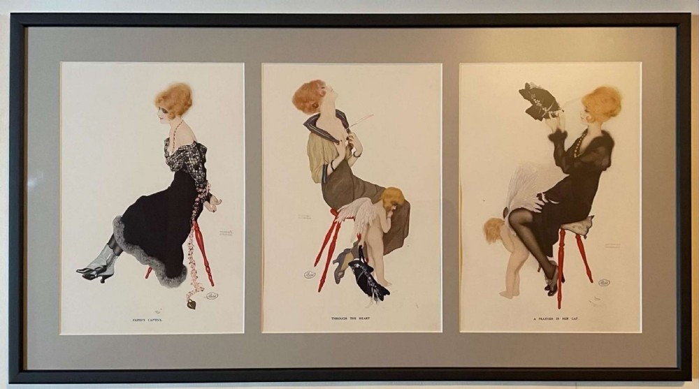 A Fabulous Set of Eight  Framed Prints by Raphael Kirchner 1918 View VIII