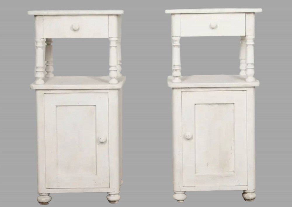 A Pair Of French 19thc Painted Bedside Tables