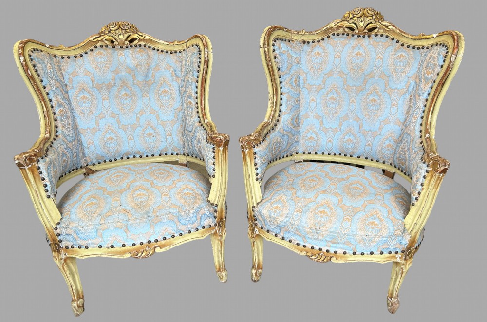 A Pair of Louis XV Style French Chairs c1900