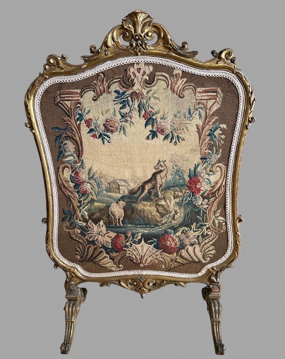 A Molded Carved and Gilded Wood Firescreen c1850