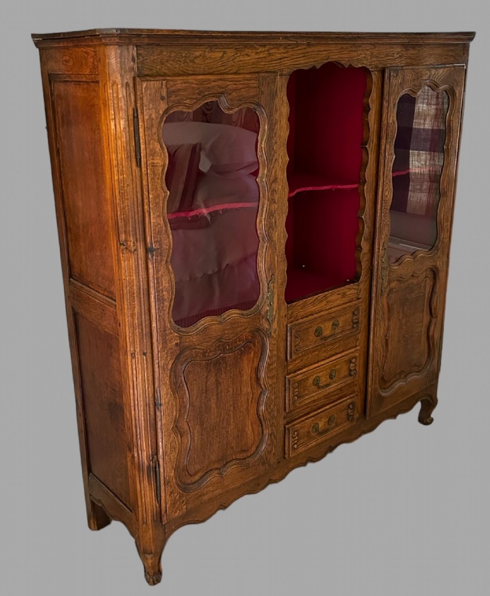 A Oak French Armoire Style Display Cupboard