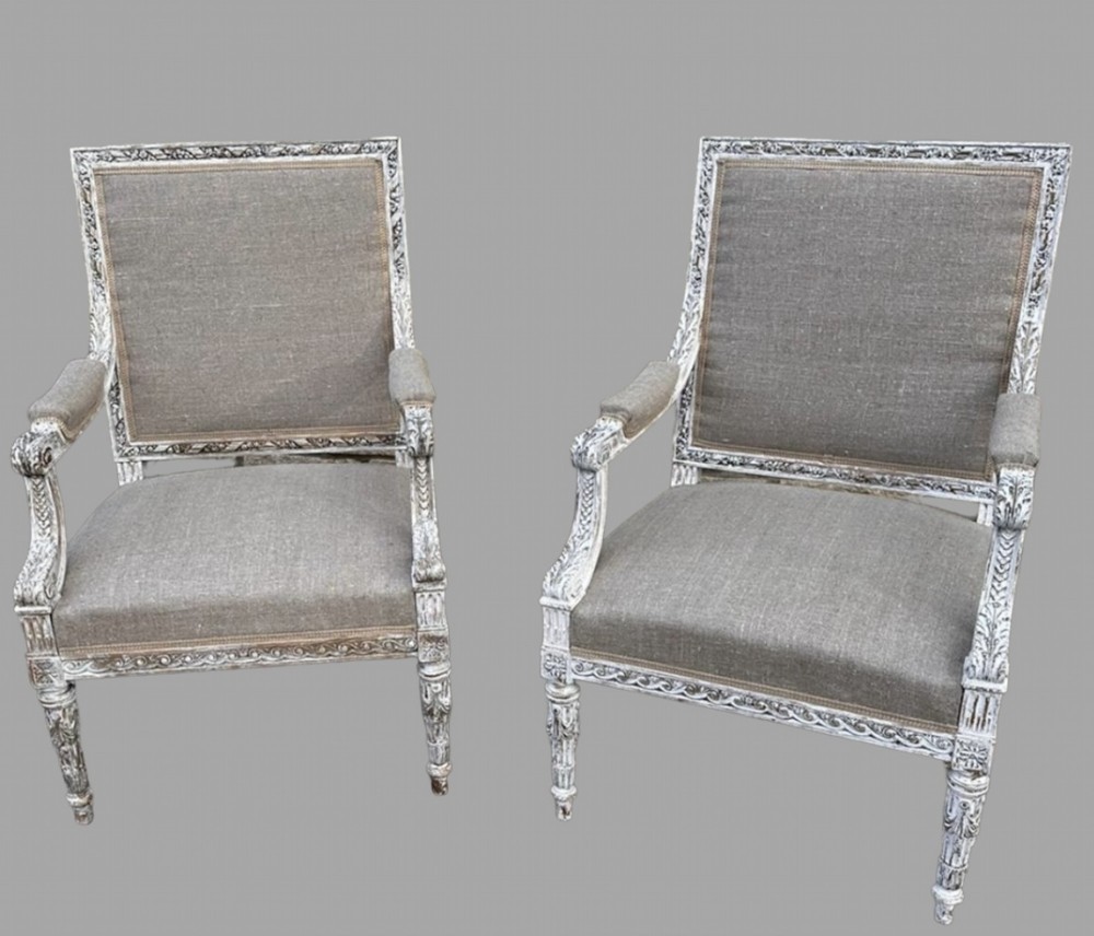 An Attractive Pair of c1895 Painted Armchairs