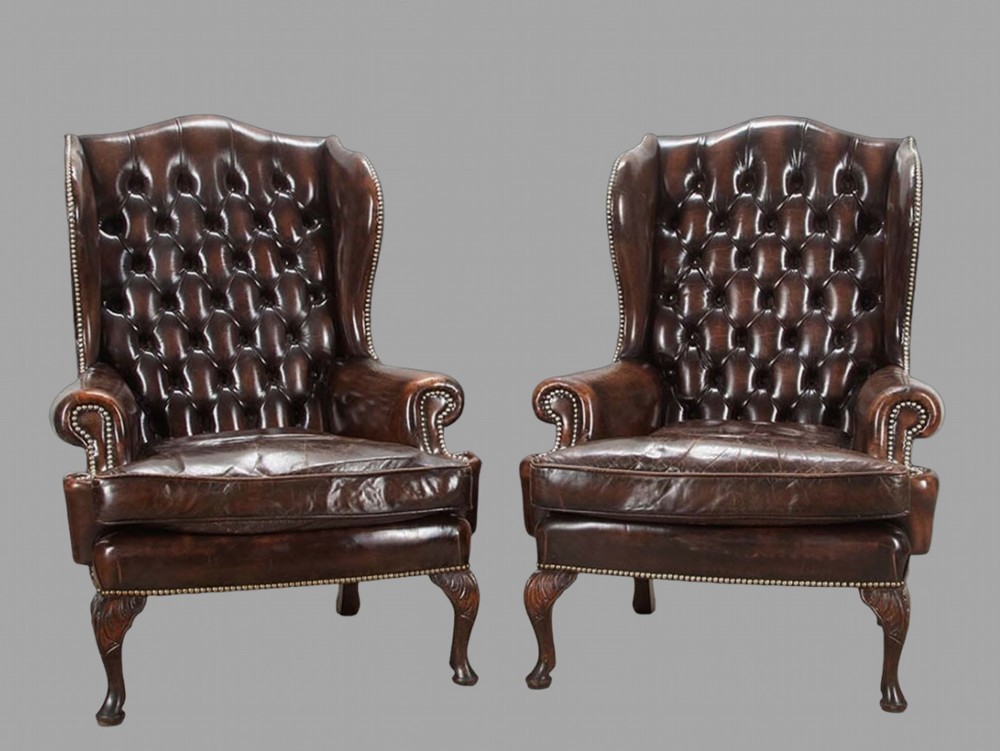 A Pair of English Country House Leather Armchairs