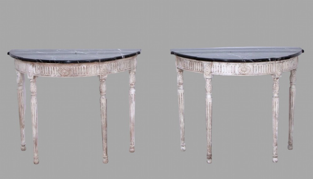 A Pair of Attractive 19thc Painted Console Tables