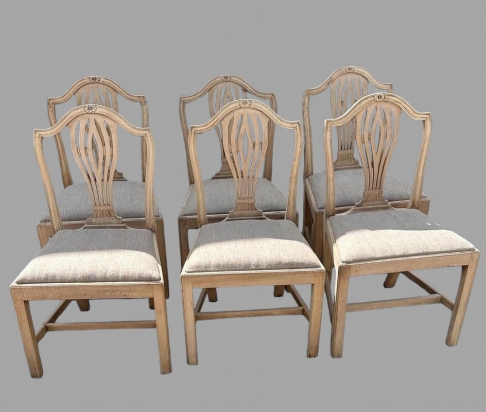 An Excellent Set of Six 19thc Bleached Mahogany Dining Chairs