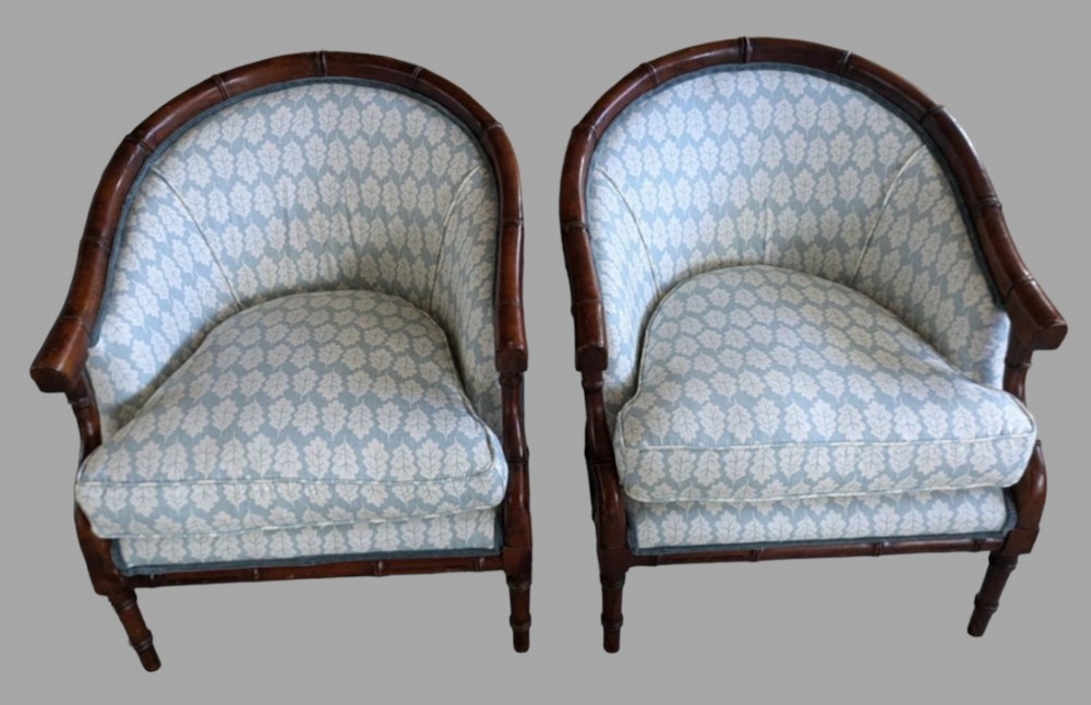 An Attractive Pair of Faux Bamboo Tub Chairs