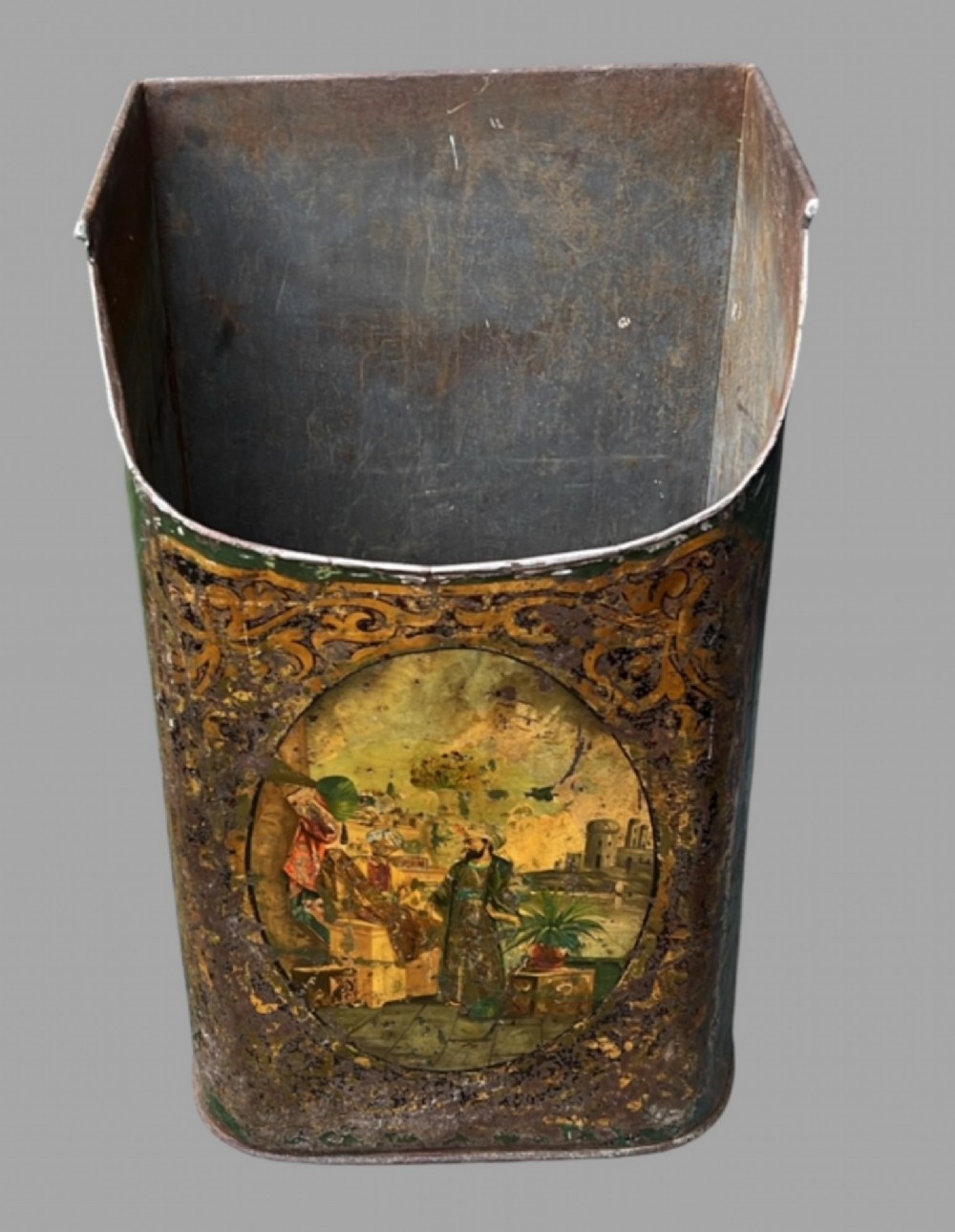 A Large 19thc Original Toleware Tea Canister now Log Bin