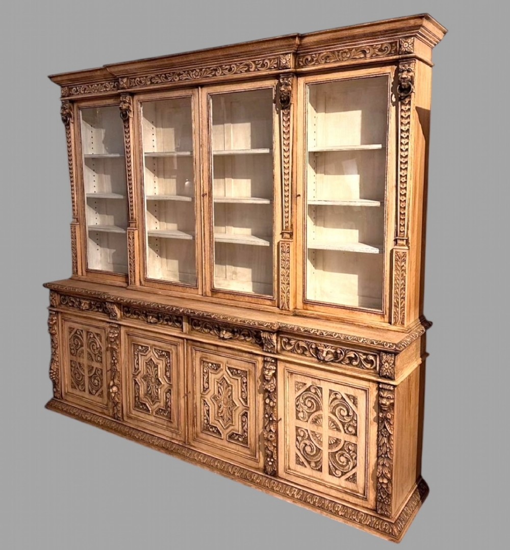 An Attractive Large 19thc Bleached Oak Bookcase
