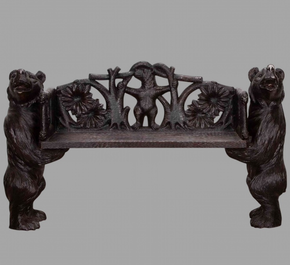 A c1930 German Black Forest Bear Bench