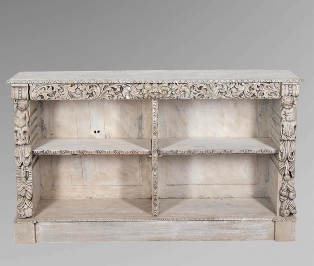 An Attractive 19th Century Carved and Painted Bookcase