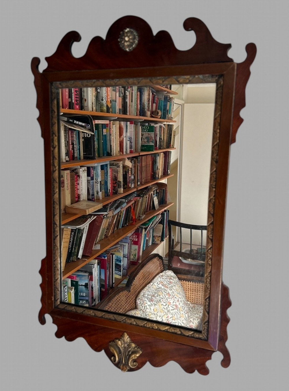 A Mahogany 19th Century Small Fret Mirror