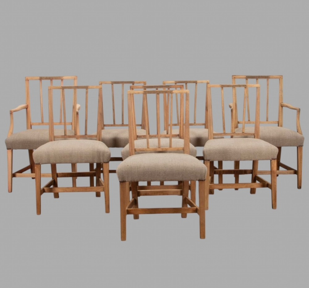 A Lovely Set of Eight bleached Mahogany Dining Chairs