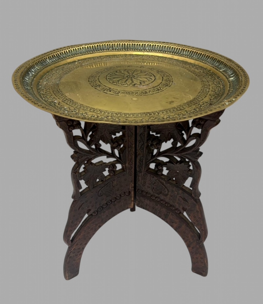 An Indian Brass Tray and Stand