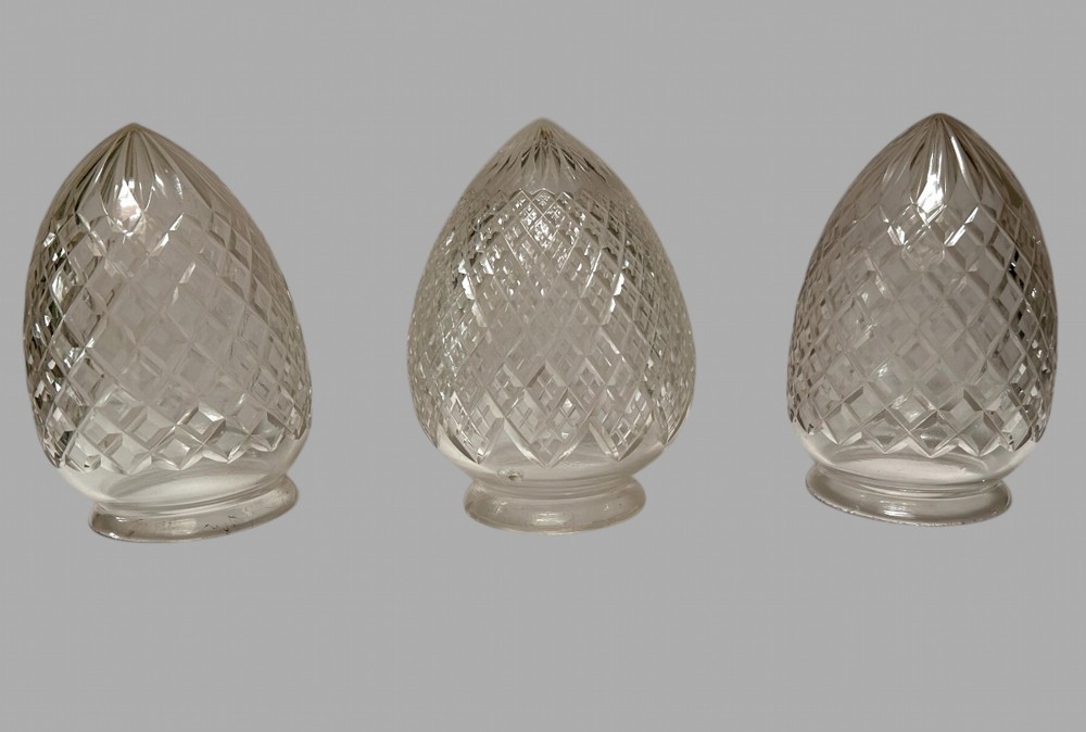 A Set of Three Cut Glass c1910 Pendant Light Shades