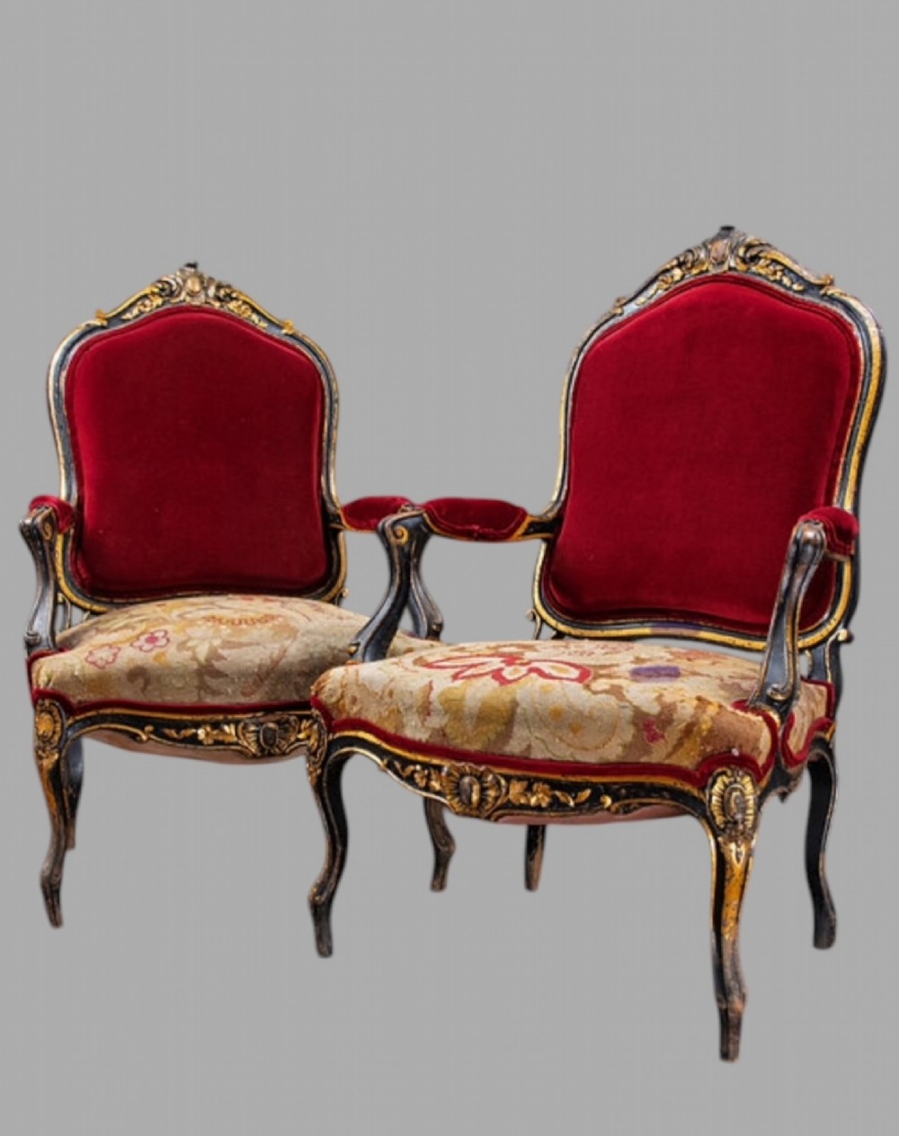A Pair of Second Empire Fauteuil Armchairs