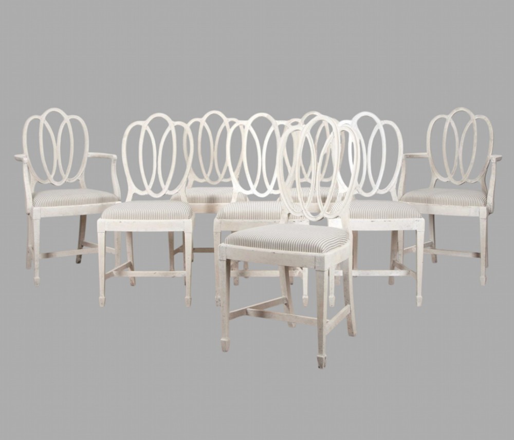 A Set of Eight 19thc Painted Dining Chairs