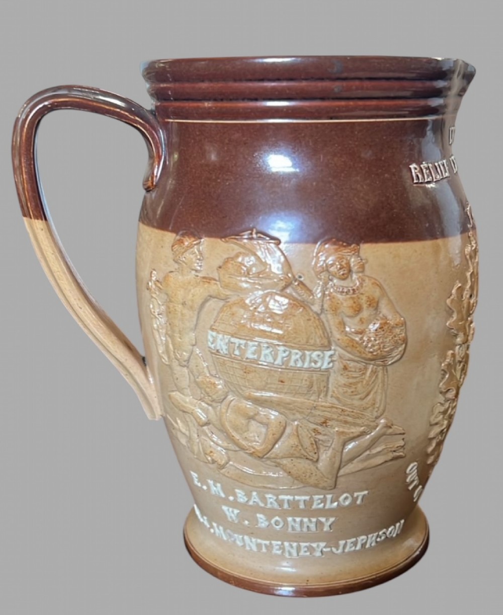 Doulton Brown Salt-Glazed Stoneware Jug for Emin Pasha Relief Expedition 1887-89