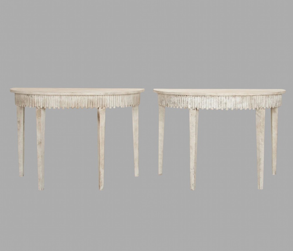 A Pair of Attractive D Shaped 19thc Console Tables