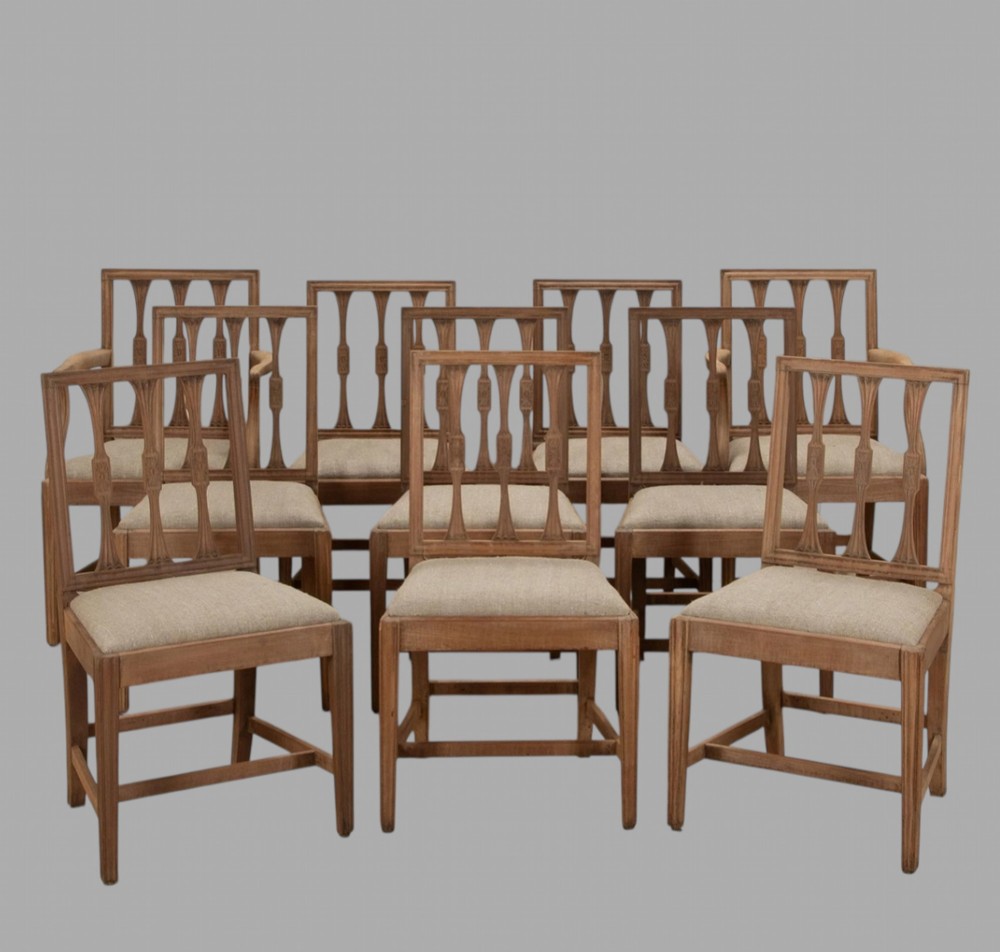 A Set of Ten Mahogany Bleached Dining Chairs