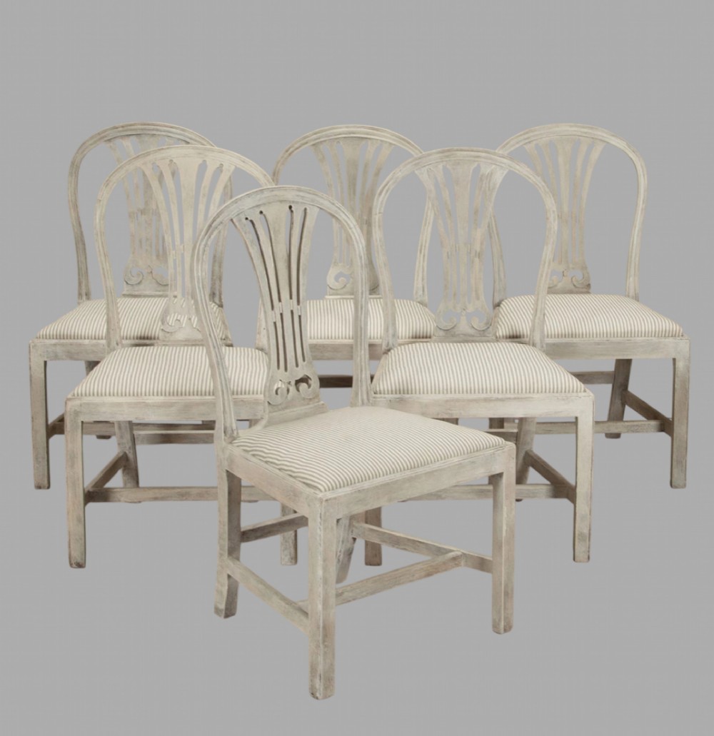 A Set of Six 19thc Painted Dining Chairs