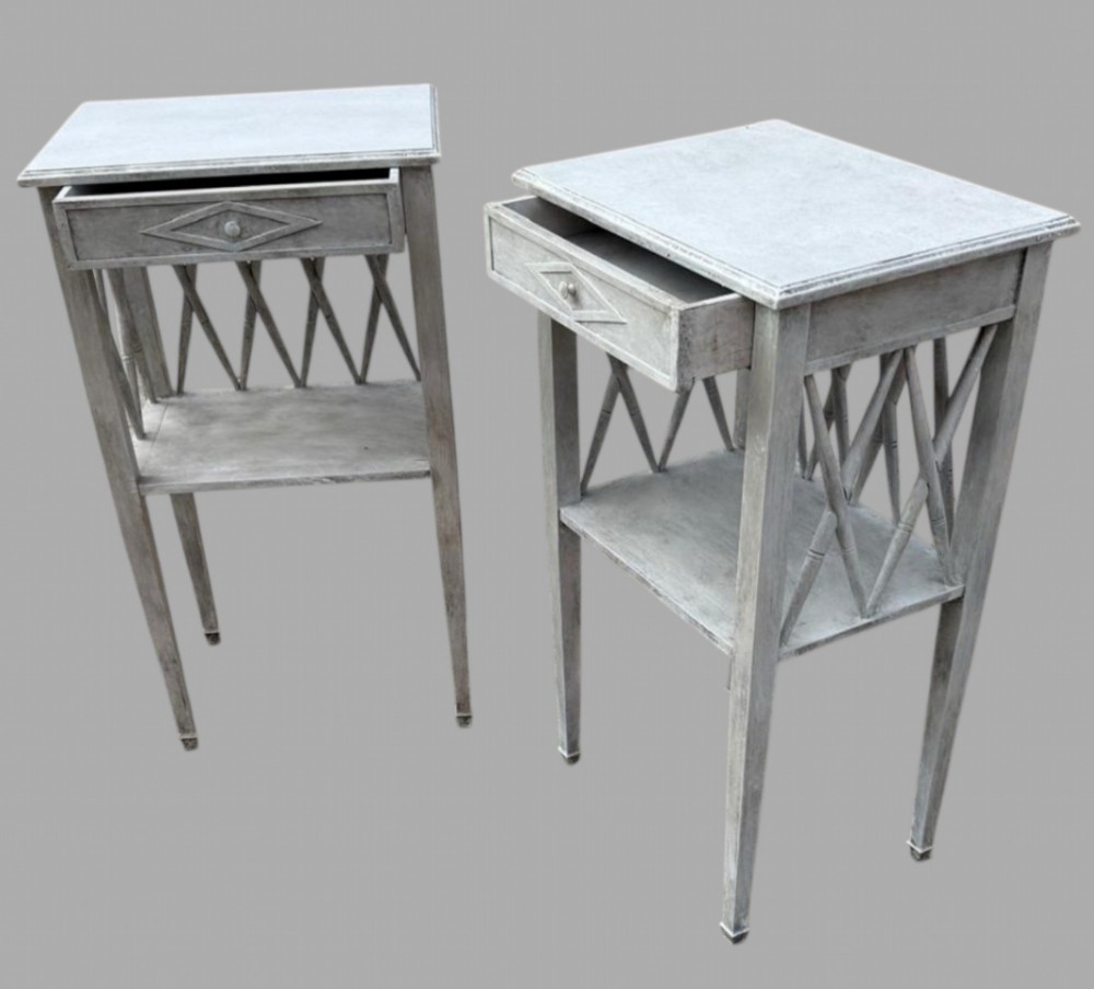An Attractive Pair of Painted Bedside Tables c1900